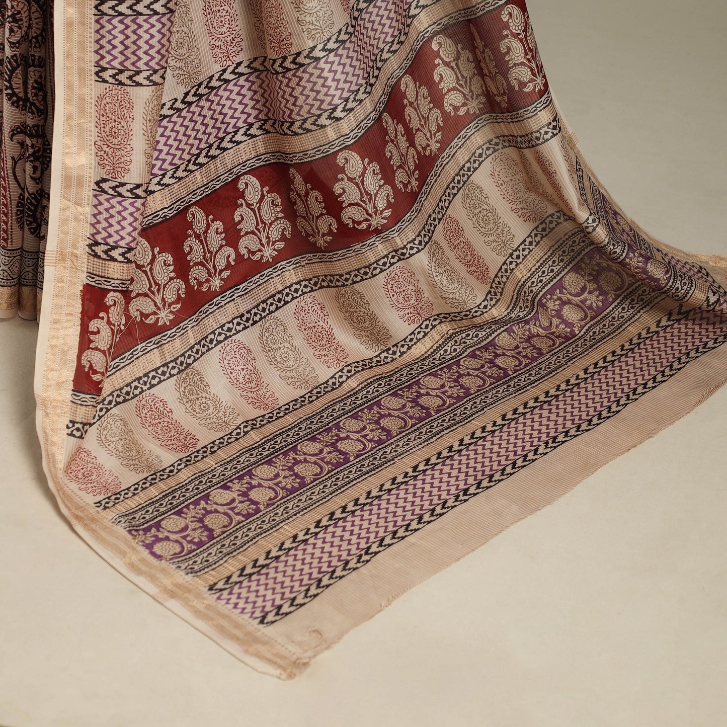 Purple - handloom maheshwari silk bagh saree 05