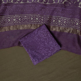 Maheshwari silk hand block bagru print 3pc unstitched dress