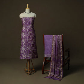 Maheshwari silk hand block bagru print 3pc unstitched dress