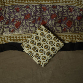 Maheshwari silk hand block bagru print 3pc unstitched dress