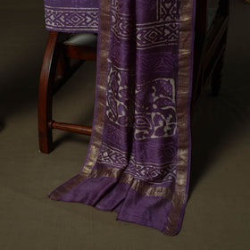 Maheshwari silk hand block bagru print 3pc unstitched dress