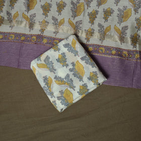 Maheshwari silk hand block sanganeri print 3pc unstitched