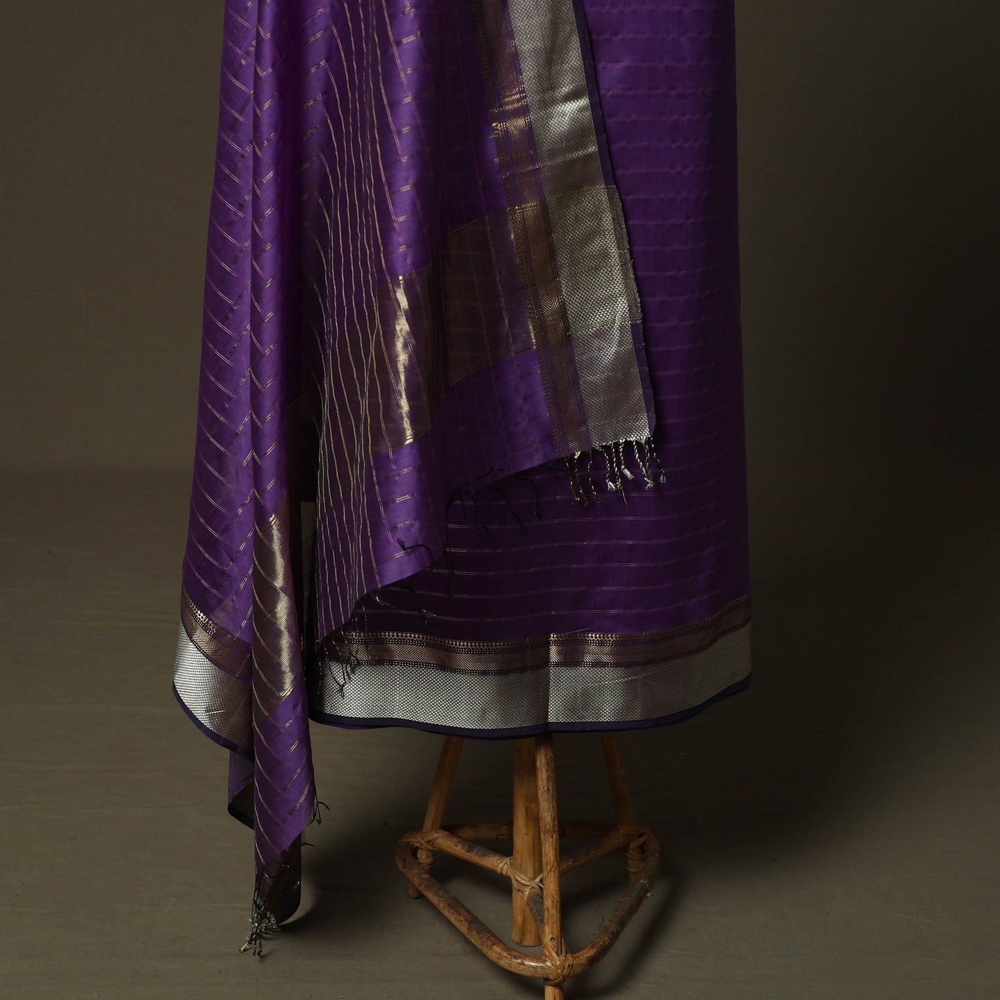 Maheshwari silk handloom zari stripes 2pc unstitched dress