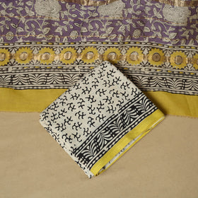 Purple - maheshwari silk sanganeri hand 3pc unstitched