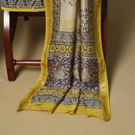 Purple - maheshwari silk sanganeri hand 3pc unstitched