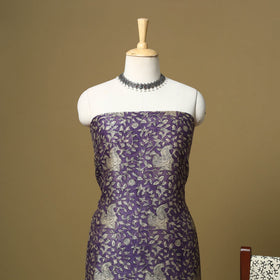 Purple - maheshwari silk sanganeri hand 3pc unstitched