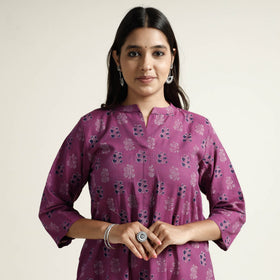 Block Print Handwoven Cotton A-Line Mangalagiri Kurta 11 