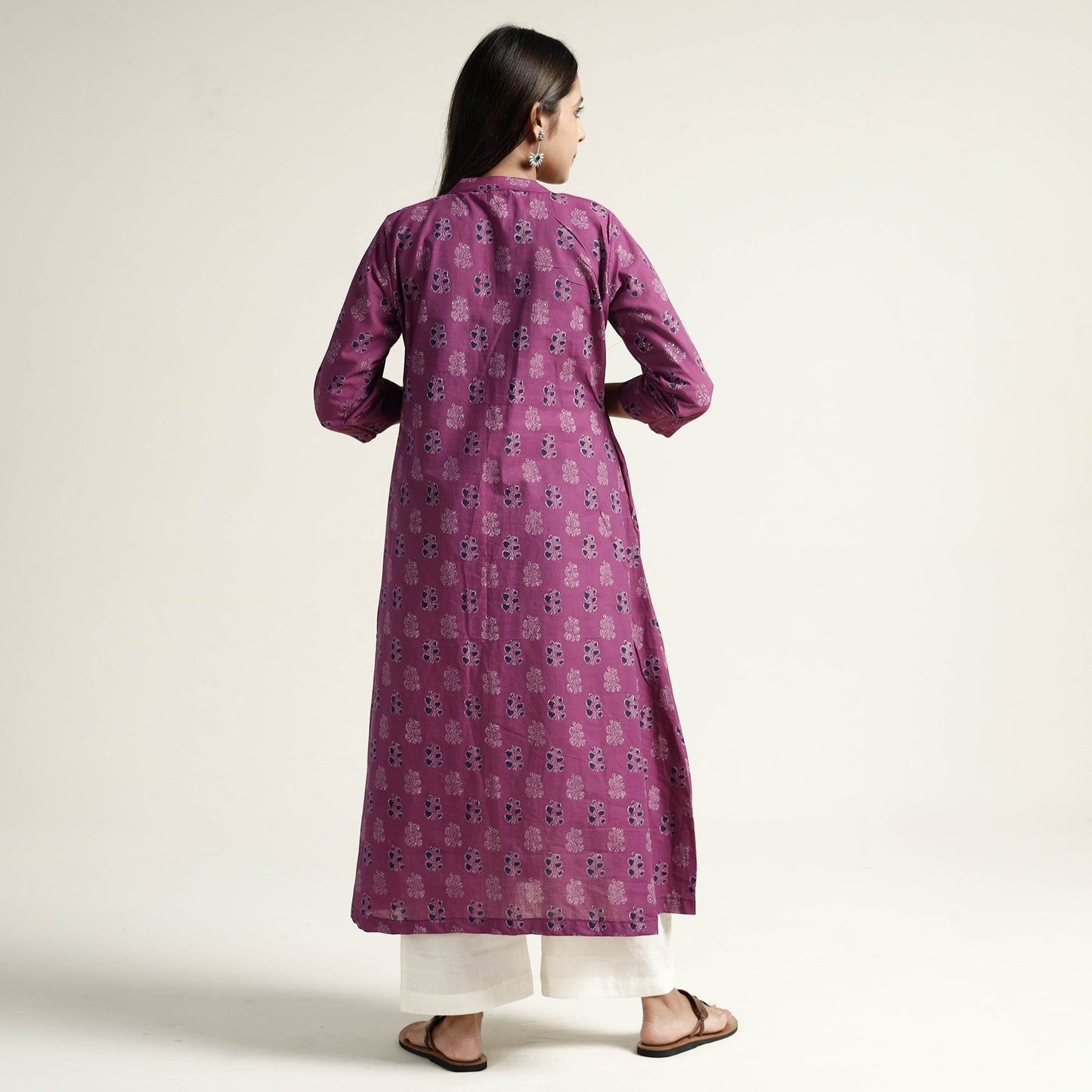 Block Print Handwoven Cotton A-Line Mangalagiri Kurta 11  