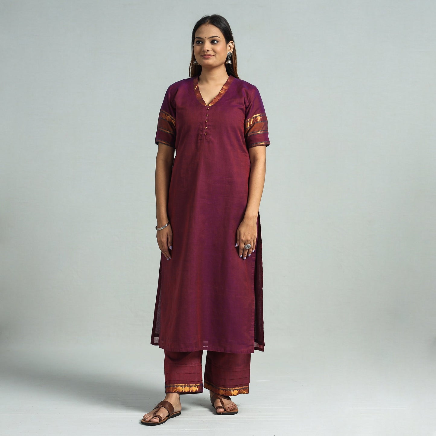 Purple - maroon - dharwad cotton kurta with palazzo &