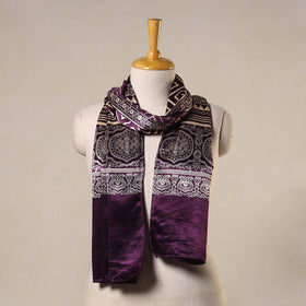 Purple Mashru Silk Printed Ajrakh Stole 