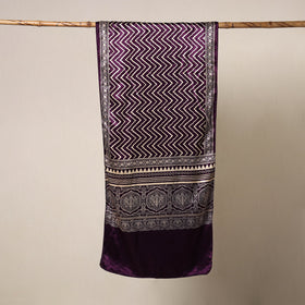 Purple Mashru Silk Printed Ajrakh Stole 