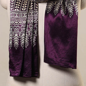 Purple - mashru silk printed stole 17 - handcrafted