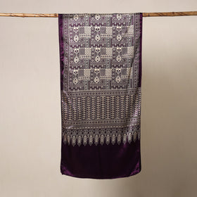 Purple - mashru silk printed stole 17 - handcrafted