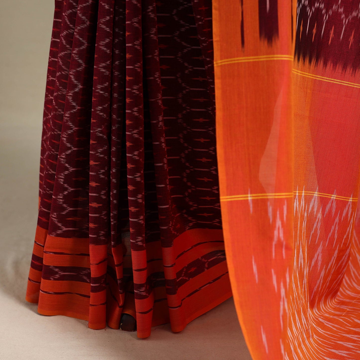 Purple - mercerised cotton handloom pochampally ikat saree