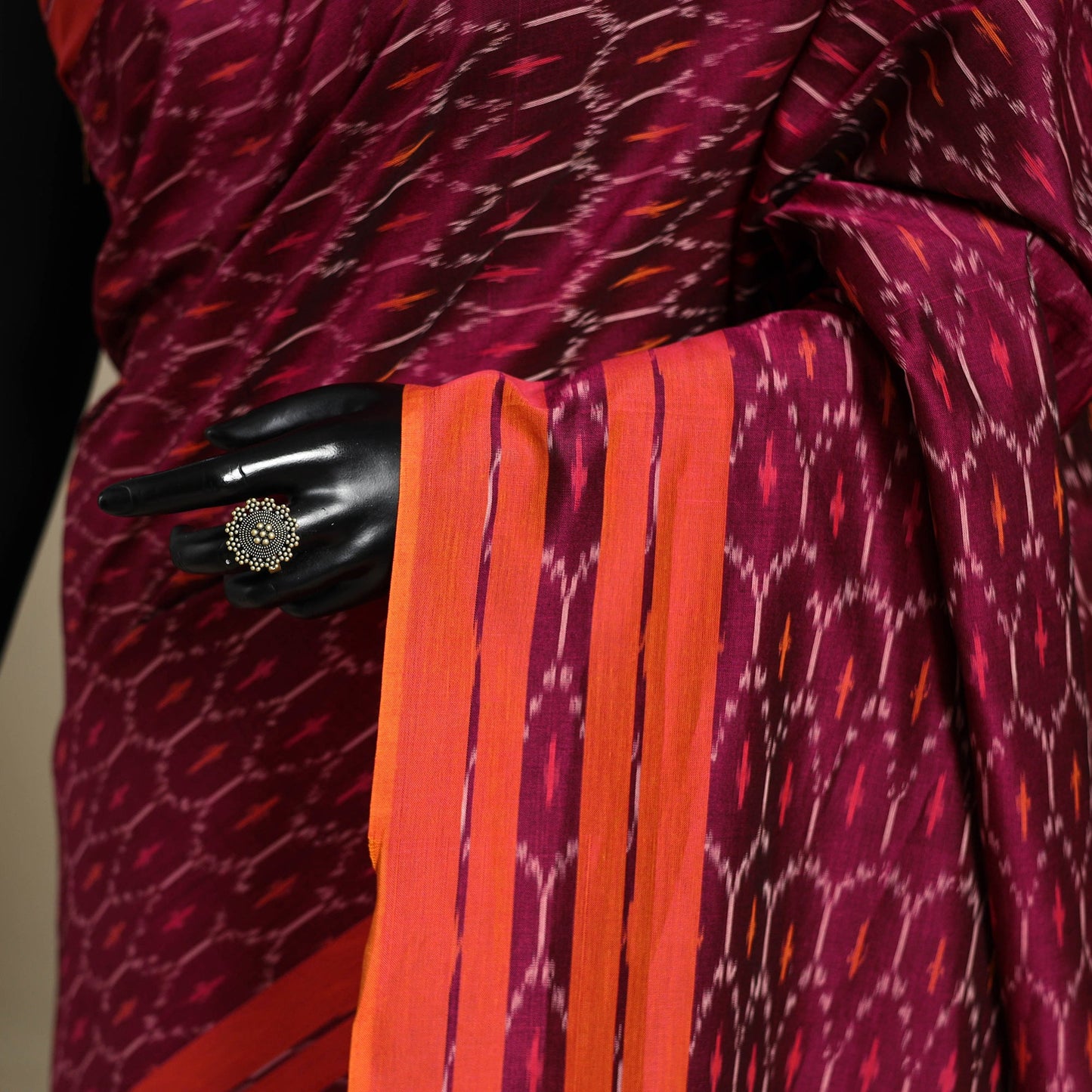 Purple - mercerised cotton handloom pochampally ikat saree