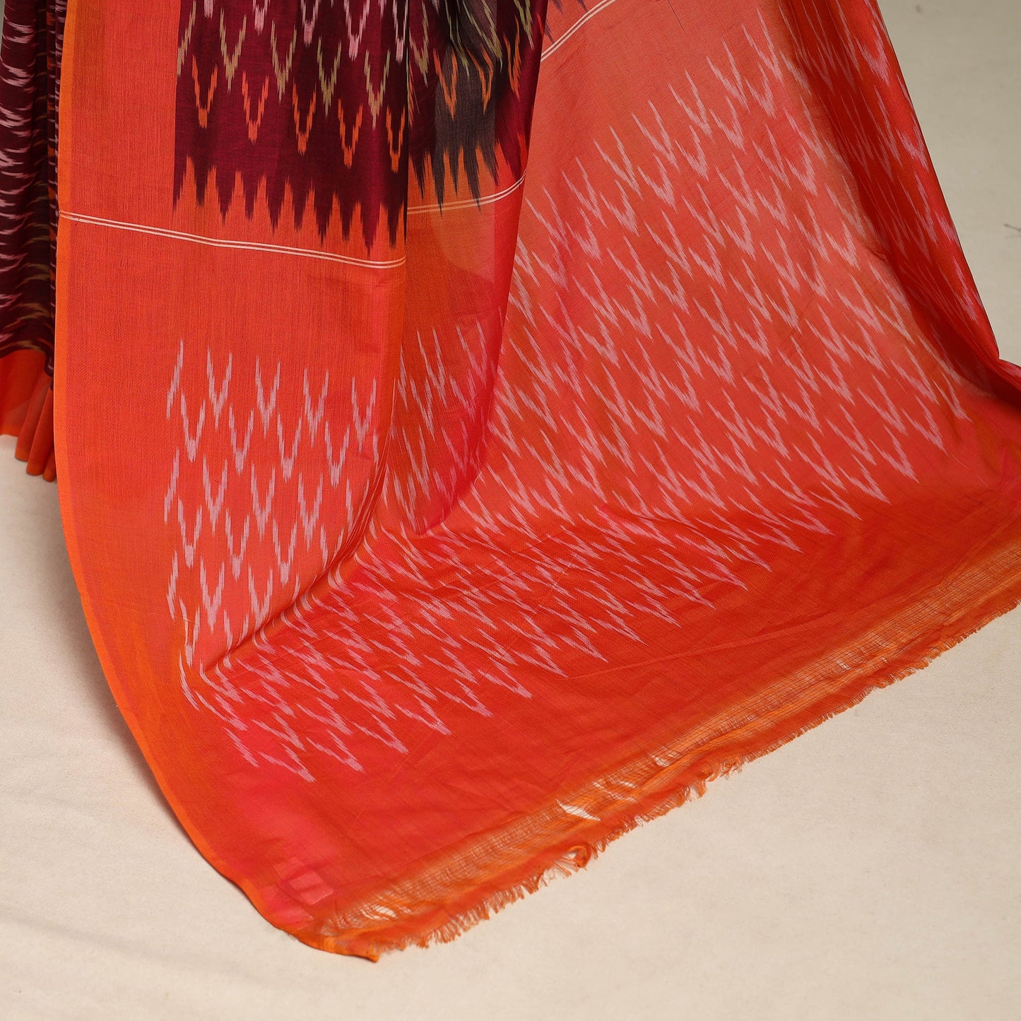 Purple - mercerised cotton handloom pochampally ikat saree