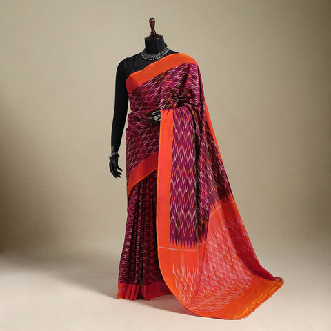 Purple - mercerised cotton handloom pochampally ikat saree