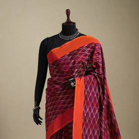 Purple - mercerised cotton handloom pochampally ikat saree