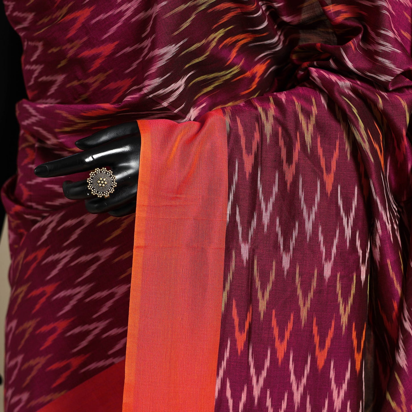 Purple - mercerised cotton handloom pochampally ikat saree