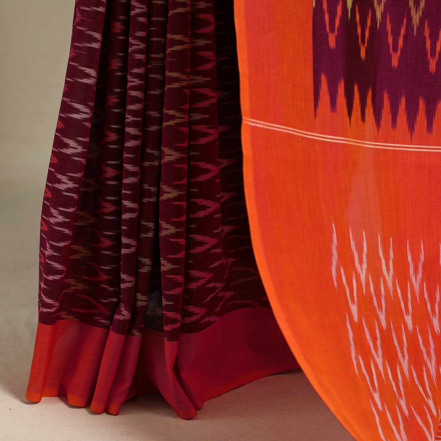 Purple - mercerised cotton handloom pochampally ikat saree