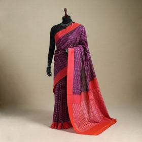Purple - mercerised cotton handloom pochampally ikat saree