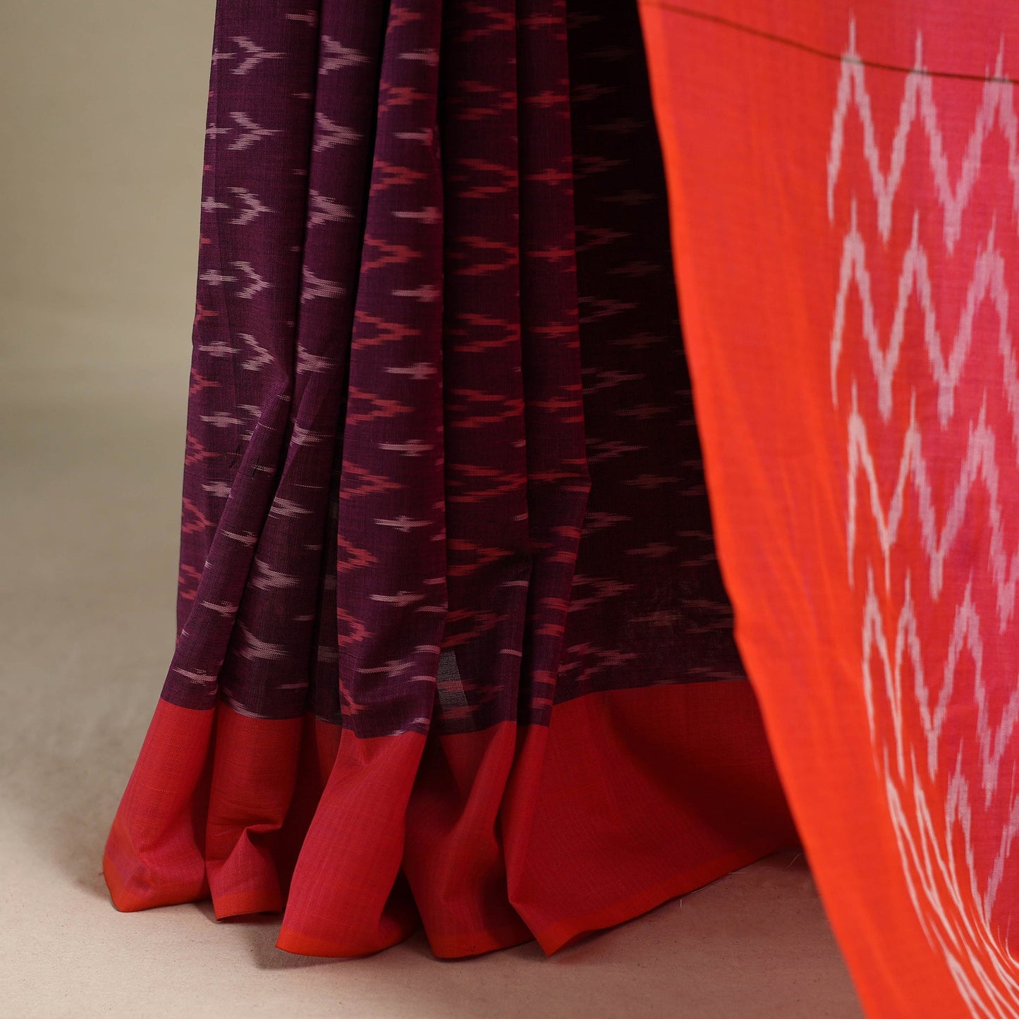 Purple - mercerised cotton handloom pochampally ikat saree