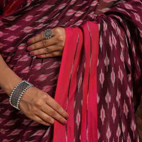 Purple Mercerised Cotton Handloom Pochampally Ikat Saree