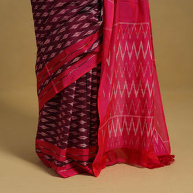 Purple Mercerised Cotton Handloom Pochampally Ikat Saree