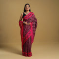 Purple Mercerised Cotton Handloom Pochampally Ikat Saree
