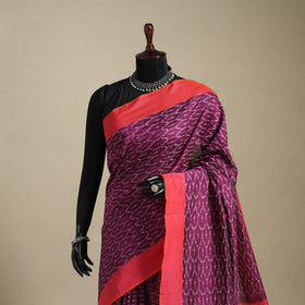Purple - mercerised cotton handloom pochampally ikat saree