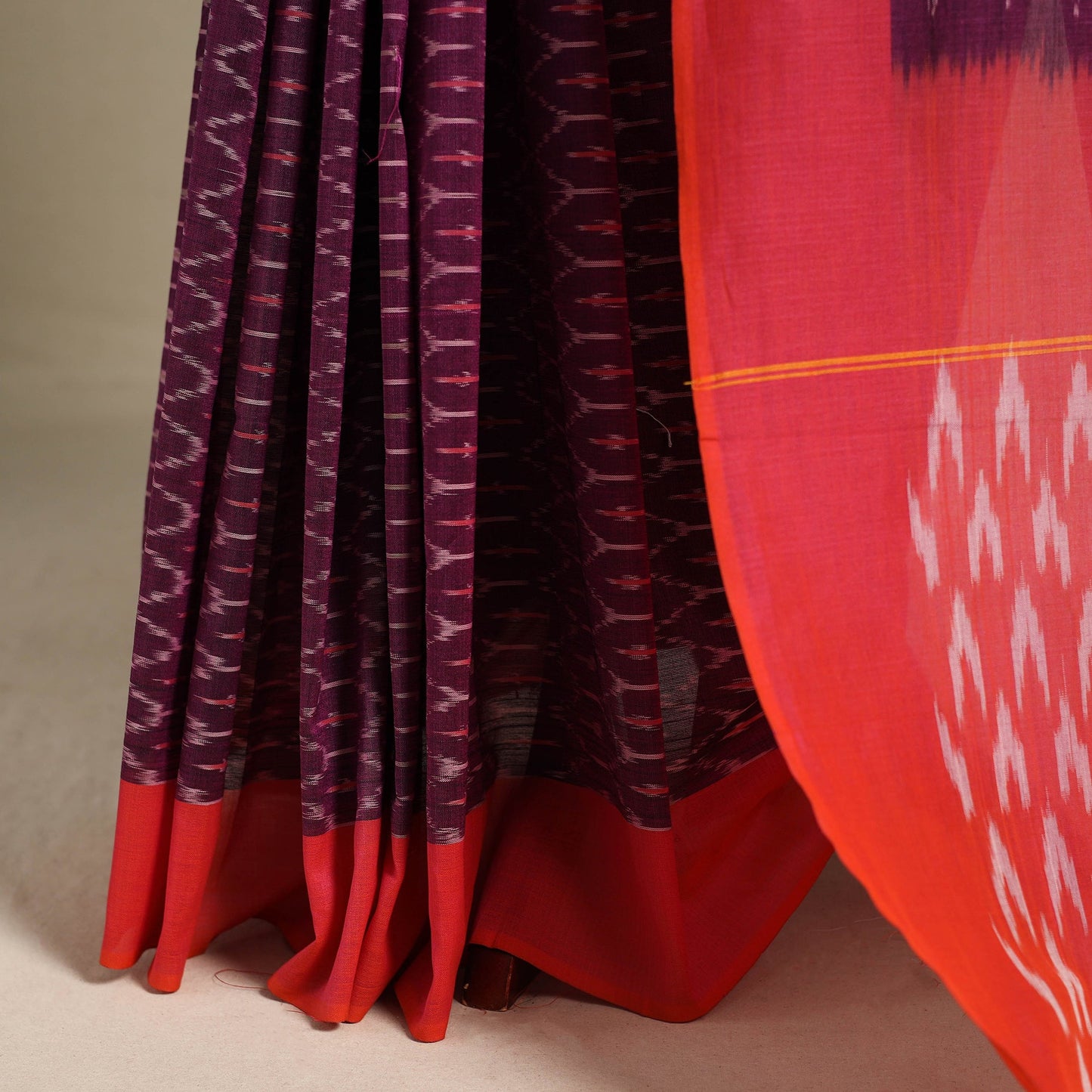 Purple - mercerised cotton handloom pochampally ikat saree