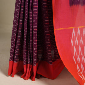 Purple - mercerised cotton handloom pochampally ikat saree