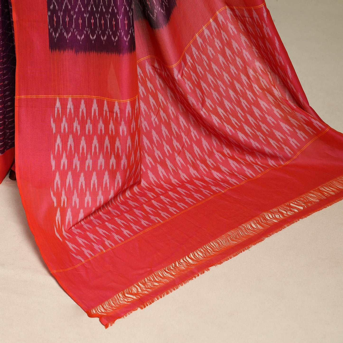 Purple - mercerised cotton handloom pochampally ikat saree