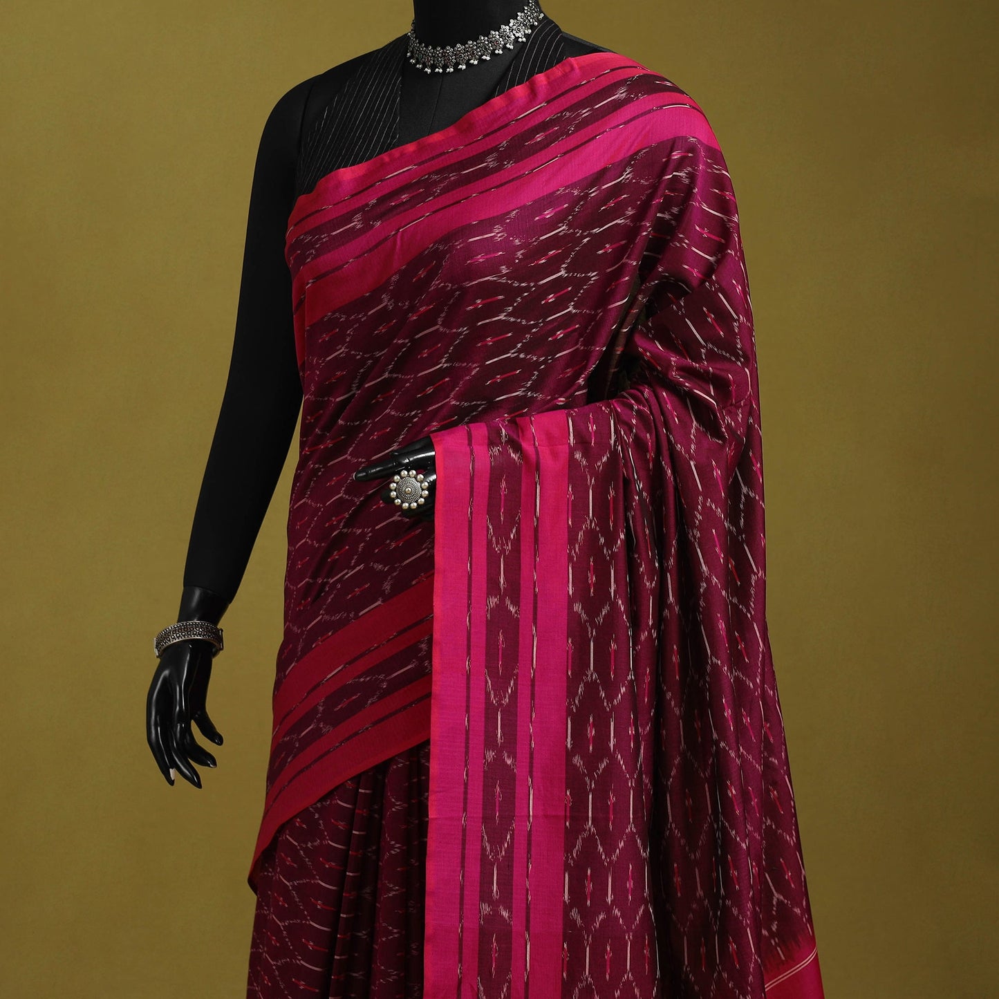 Purple - mercerised cotton handloom pochampally ikat saree