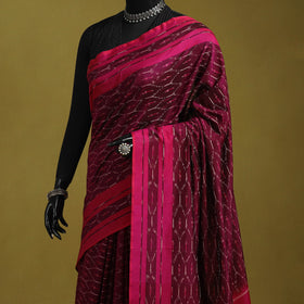 Purple - mercerised cotton handloom pochampally ikat saree