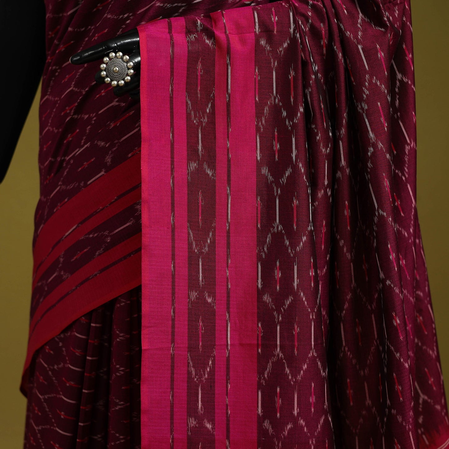 Purple - mercerised cotton handloom pochampally ikat saree
