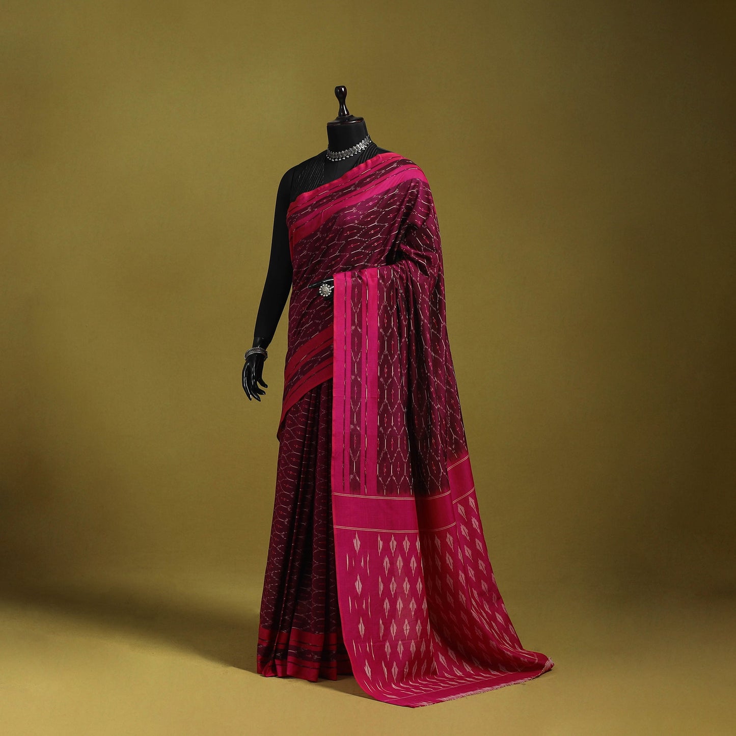 Purple - mercerised cotton handloom pochampally ikat saree