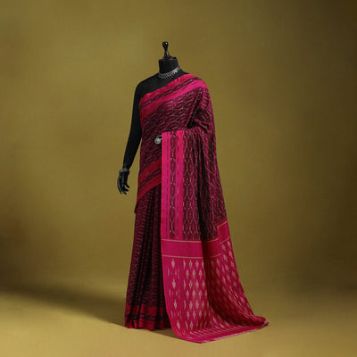 Purple - mercerised cotton handloom pochampally ikat saree