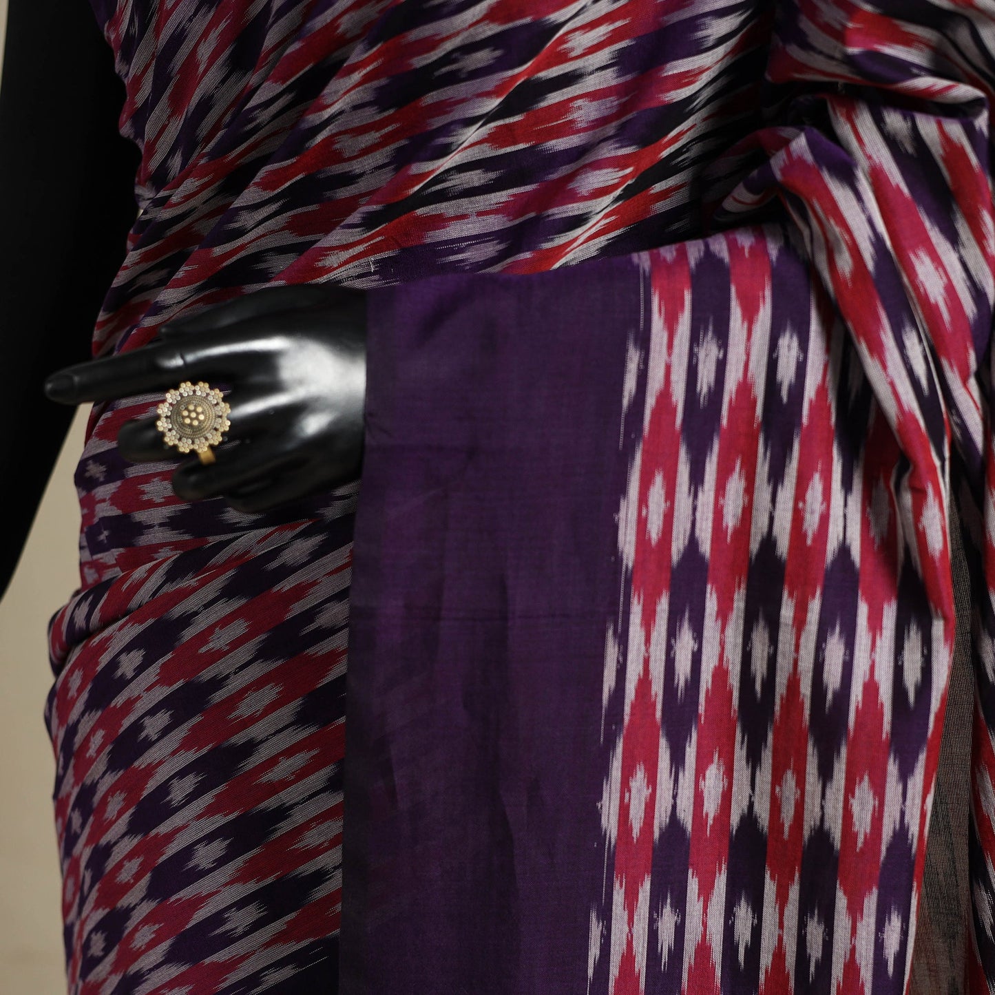 Purple - mercerised cotton handloom pochampally ikat saree