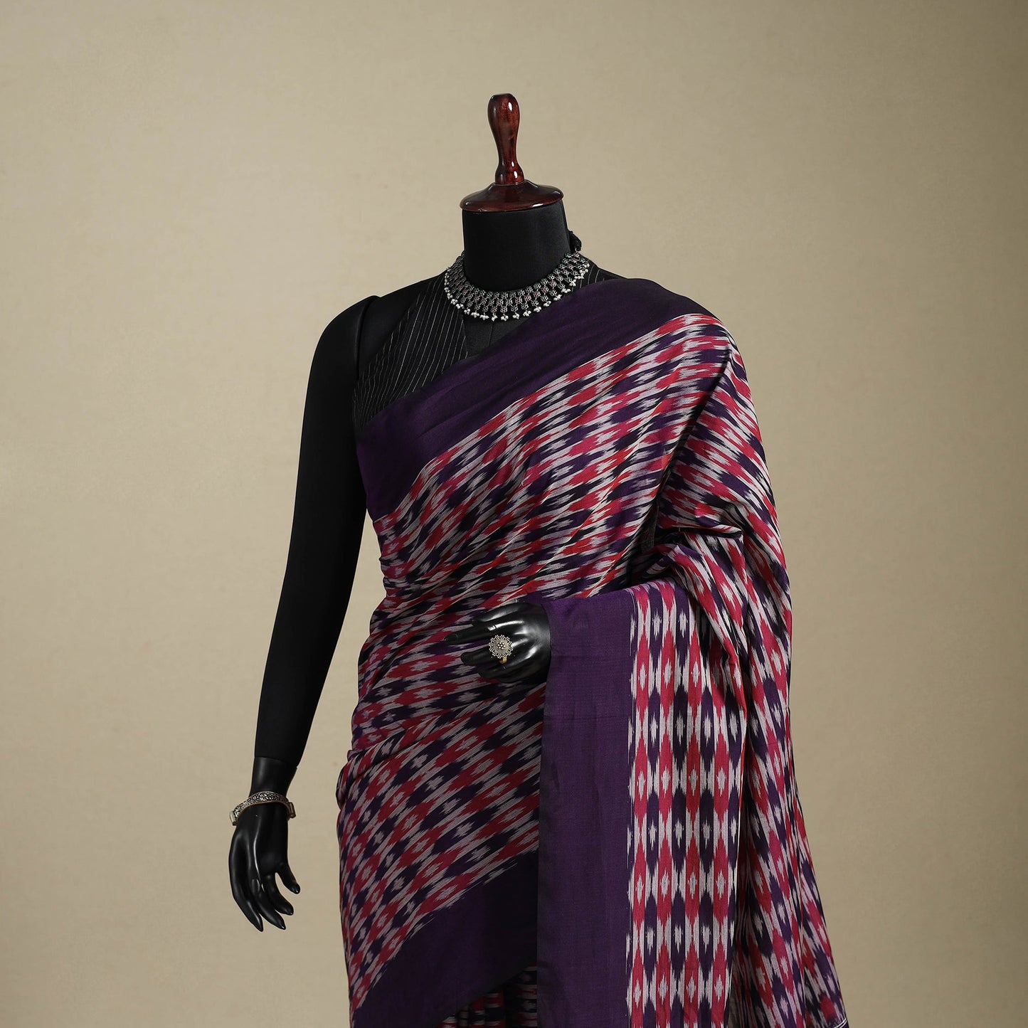 Purple - mercerised cotton handloom pochampally ikat saree