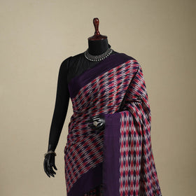 Purple - mercerised cotton handloom pochampally ikat saree