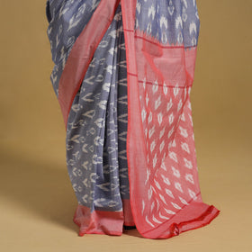 Purple Mercerised Cotton Handloom Pochampally Ikat Saree