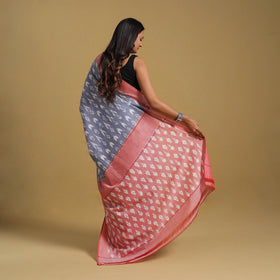 Purple Mercerised Cotton Handloom Pochampally Ikat Saree