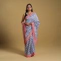 Purple Mercerised Cotton Handloom Pochampally Ikat Saree