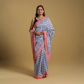 Purple Mercerised Cotton Handloom Pochampally Ikat Saree