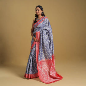 Purple Mercerised Cotton Handloom Pochampally Ikat Saree