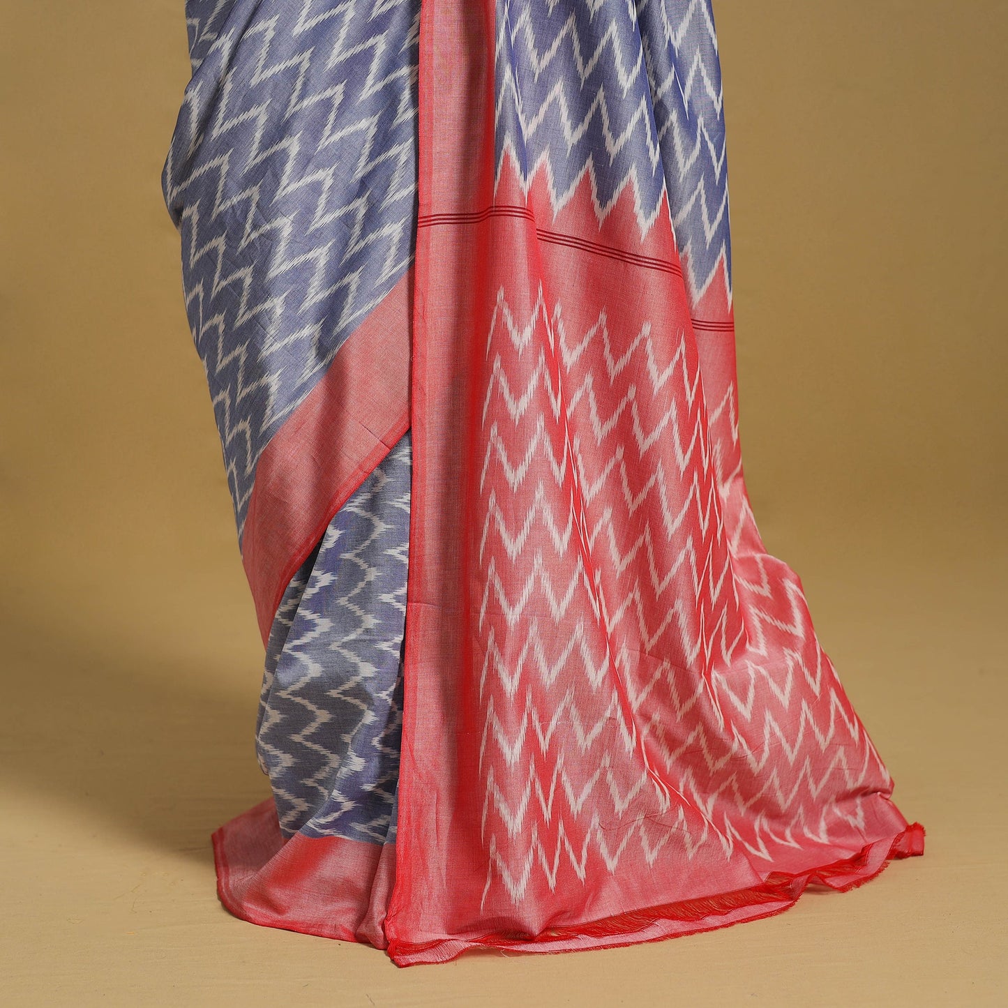 Purple Mercerised Cotton Handloom Pochampally Ikat Saree