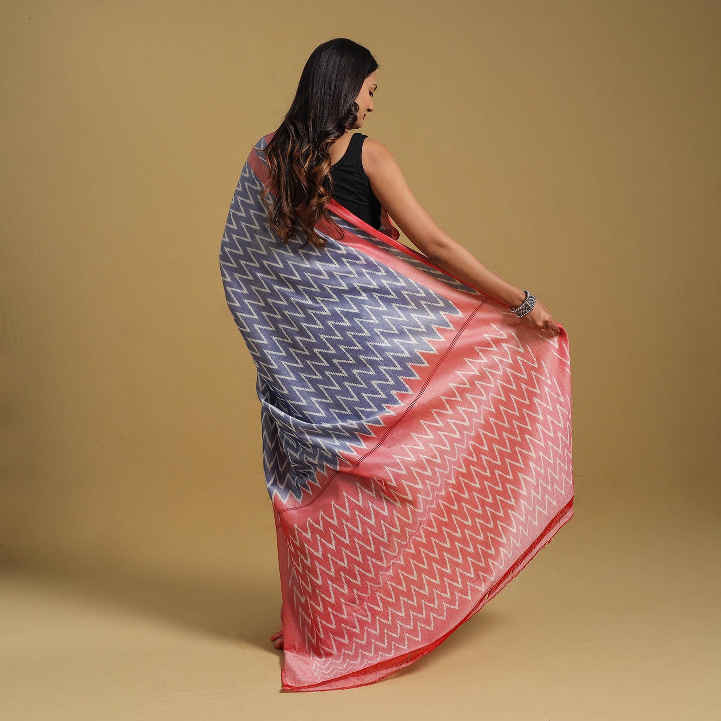 Purple Mercerised Cotton Handloom Pochampally Ikat Saree