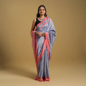 Purple Mercerised Cotton Handloom Pochampally Ikat Saree