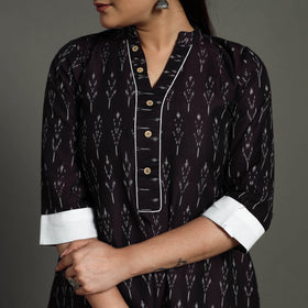  Purple Mercerised Cotton A-Line Pochampally Ikat Kurta for Women